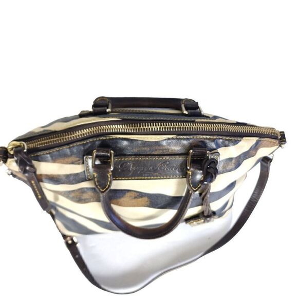Dooney & Bourke Tri-Color Zebra Leather Strap Designers Shoulder Hobo Bag F23 - Picture 3 of 16